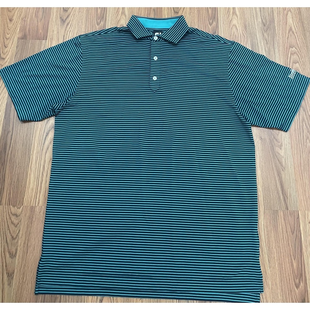FootJoy Polo Mens Large Micro Stripe Performance Golf Stretch‎ Blue